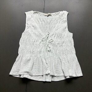 Y2K White Ruffle Tiered Top Tie Front Loft Size Medium